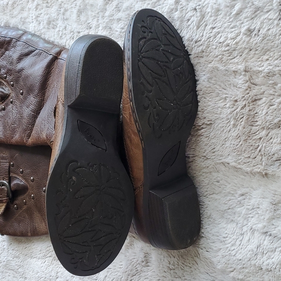 Born Thick Distressed Leather Knee High Riding Boots Calf Stretchers Size 7 / 38 - Picture 8 of 8